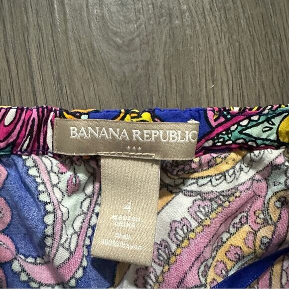 Banana Republic Factory Blue & Pink Multi Paisley Print Strapless Maxi Dress 4 - Picture 6 of 9